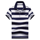 DARPHINKASA Polo Shirt Men Cotton Short-sleeved Men Fashion Stripes Polo Men Embroidery Polo Casual Men Short-sleeved