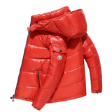 Winter 90% white duck down men's shiny down jacket men's short new couple models hooded down jacket women men Winter Down Parka
